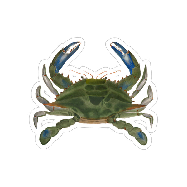 Blue Crab Decal - Die-Cut Outdoor Sticker — Waterproof Transparent Vinyl